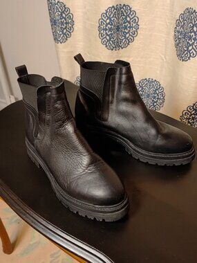 Steve Madden Moira Black Leather Ankle Boots Women's Size 11 Made in Portugal